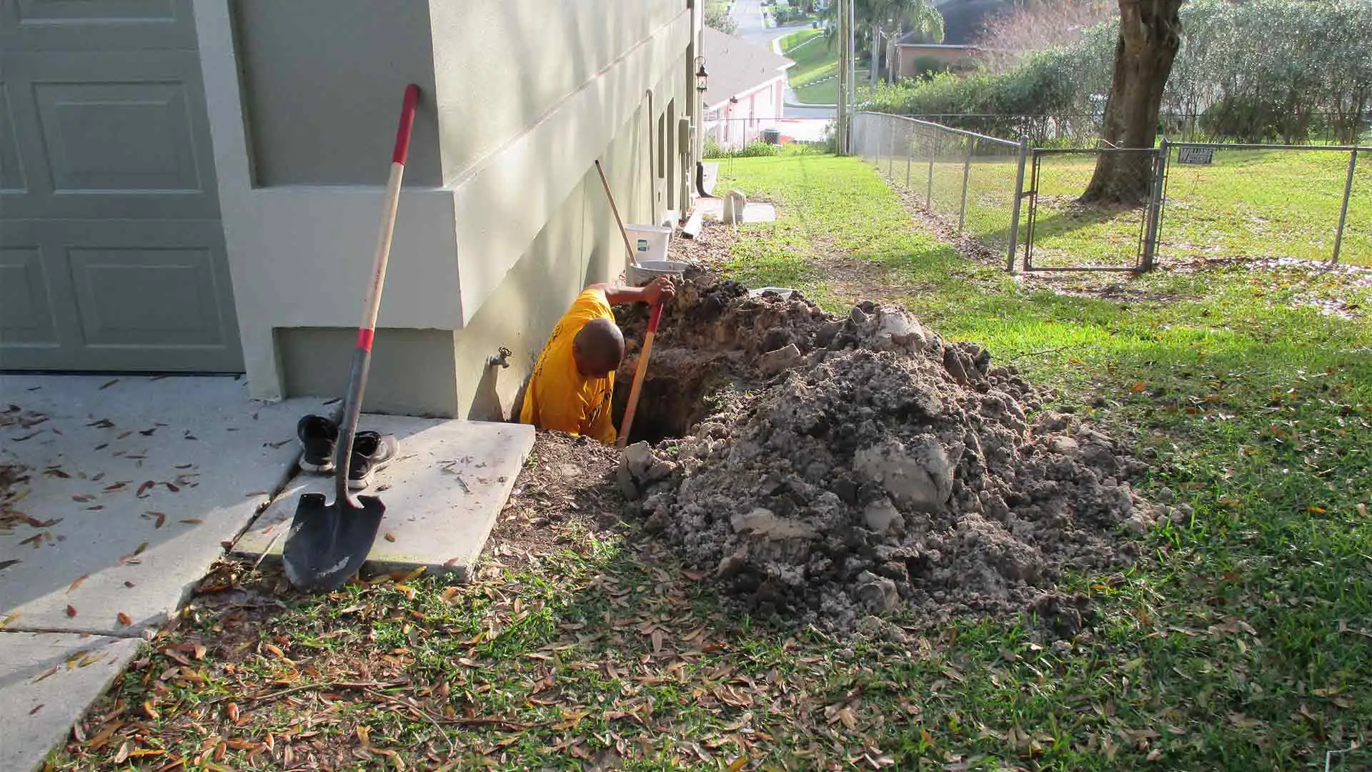 Repiping under a cement slab foundation at a home in Plant City, FL