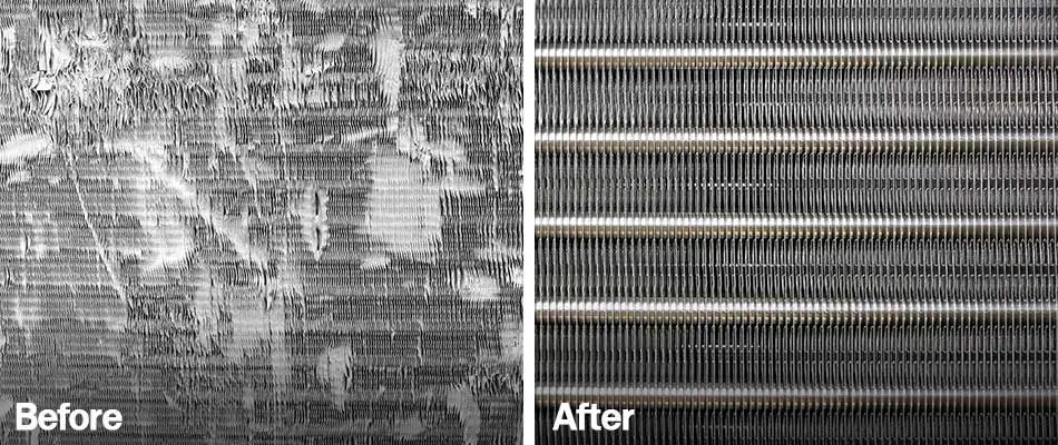 Before and after photos of ac repair services at a home in Plant City, FL.