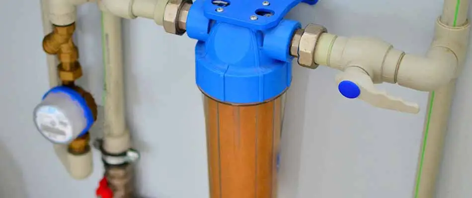 Close up photo of a whole-house water filtration system in Plant City, FL.