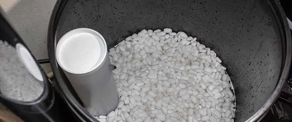 Salt pellets in a water softener system installed in Winter Haven, FL.