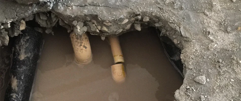 Slab leak exposed at a Lakeland, FL business.